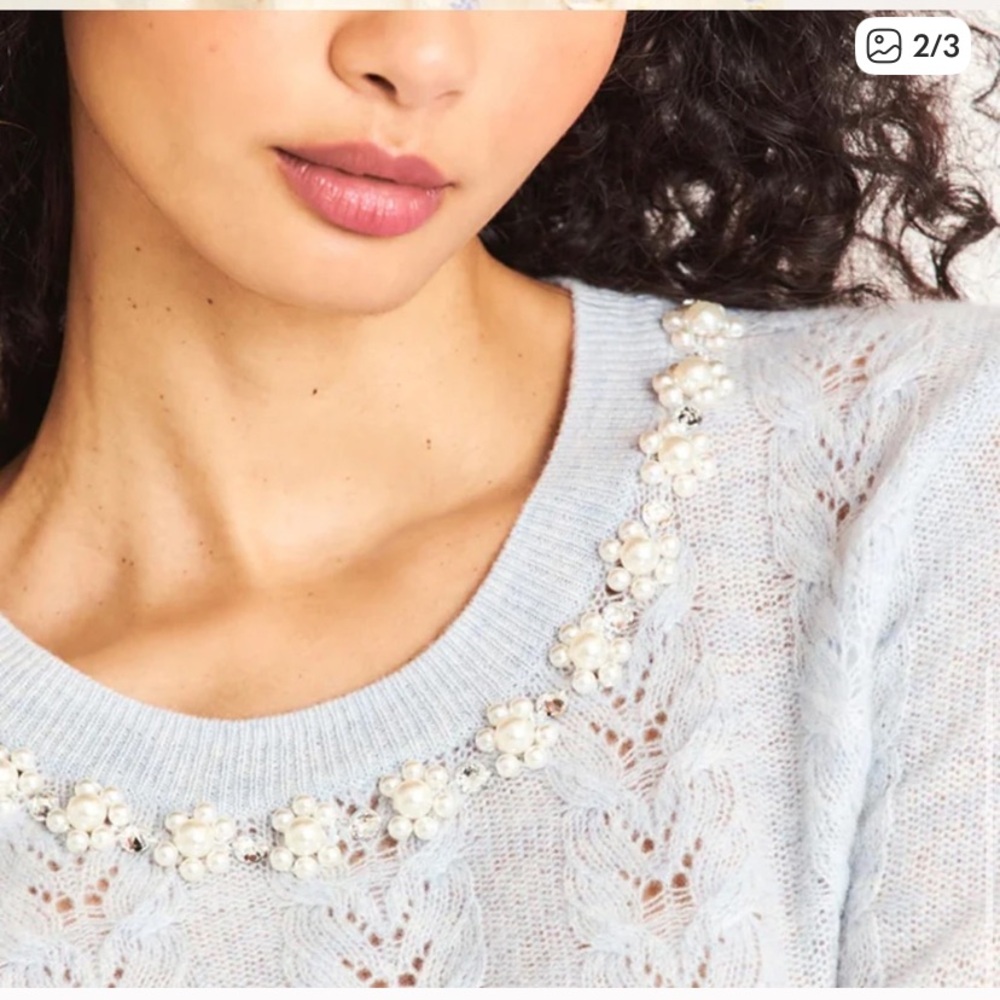 Loveshackfancy Linus Pullover Sweater Bluebell L